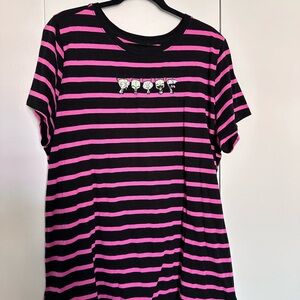 Torrid Invader Zim Embroidered Gir Black and Pink Striped Top Size 3X